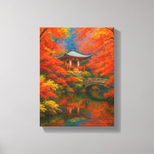 Impressão Em Tela Arte do Muro de outono do Jardim Japonês