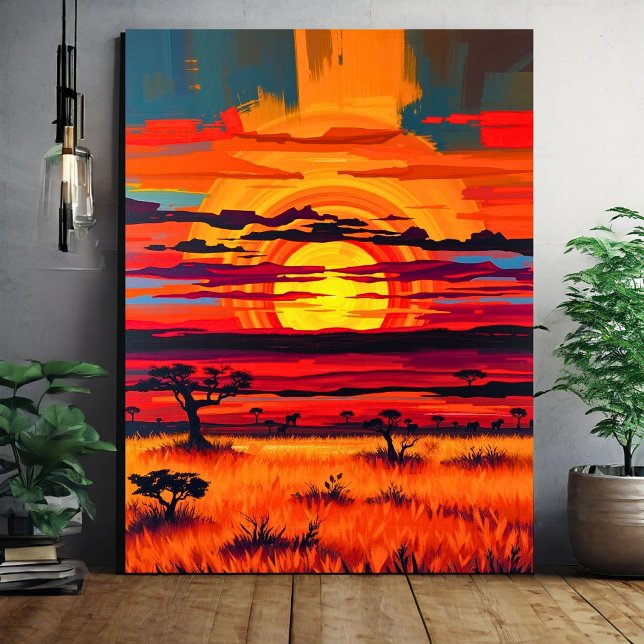 Impressão Em Tela Arte do Muro Sunset da Savana Africana - Paisagem  (Criador carregado)