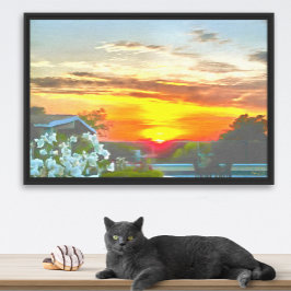 Impressão Em Tela Arte do Pôr do Sol no Terraço 2295