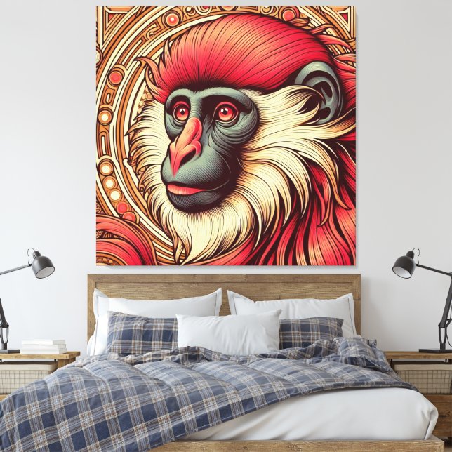 IMPRESSÃO EM TELA ARTE DO QUADRO VERMELHO COLOBUS MONKEY (Insitu(Quarto))
