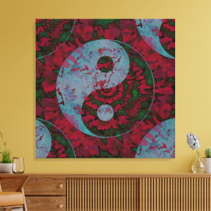 Impressão Em Tela Arte do Símbolo Yin Yang Vermelho Sangue