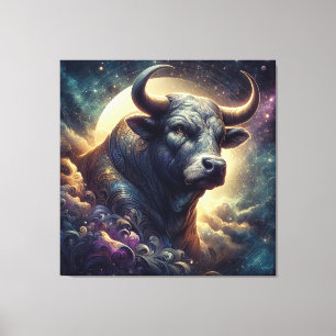 Impressão Em Tela Arte do Zodíaco de Touro - Touro Majestoso com S