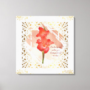 Impressão Em Tela Arte Dourado floral alaranjada bonita da parede