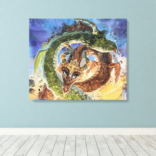 Impressão Em Tela Arte Dragões Ascendentes