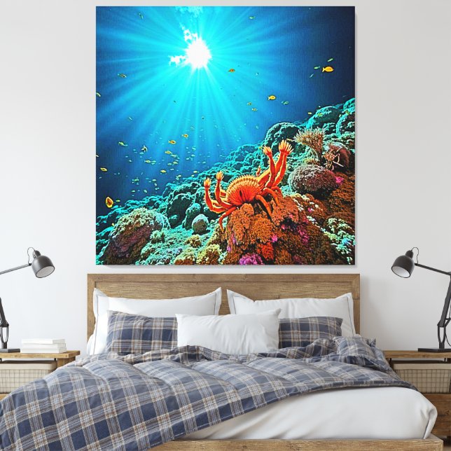 Impressão Em Tela Arte Dramática de Explosão Solar Subaquática (Insitu(Quarto))