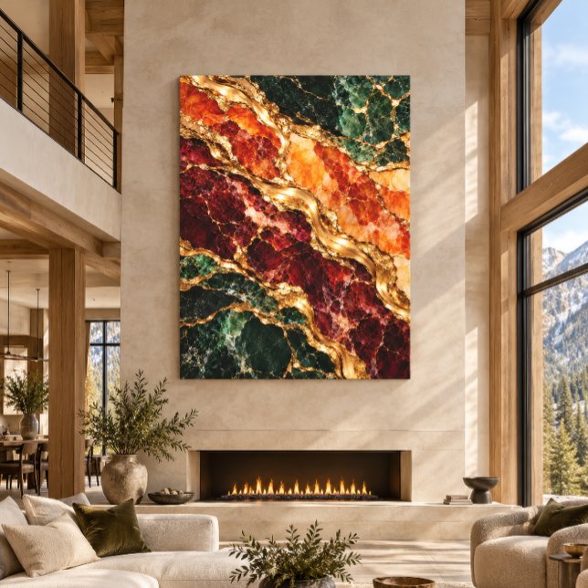Impressão Em Tela Arte dramática de Kintsugi para parede em impressã (Luxury Agate Geode Large Wall Art, Modern Abstract Living Room Decor.)