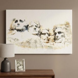 Impressão Em Tela Arte em Aquarela do Monte Rushmore Presidencial