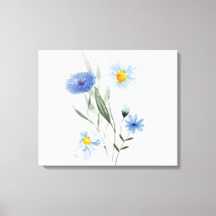 Impressão Em Tela Arte em Aquarela Floral Azul Elegante Ramalhete