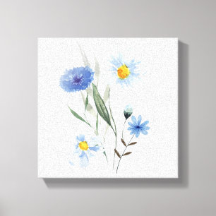 Impressão Em Tela Arte em Aquarela Floral Azul Elegante Ramalhete