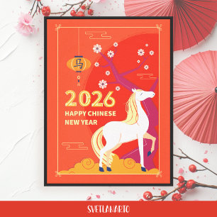 Impressão Em Tela Arte em Tela Cavalo Vermelho Ano Novo Chinês 2026