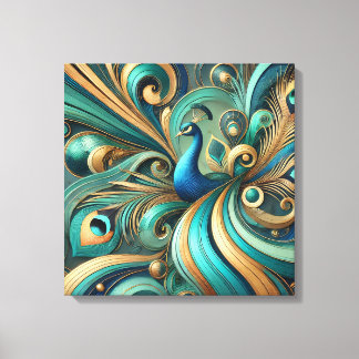 Impressão Em Tela Arte em Tela com Design de Pavão Exquisito