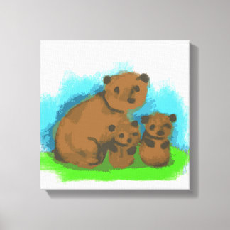 Impressão Em Tela Arte em Tela da Família dos Três Ursos Fofa