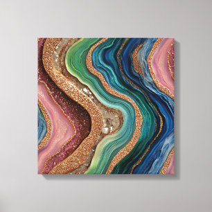 Impressão Em Tela Arte em Tela de Ágata Brilhante Boho
