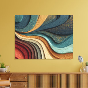 Impressão Em Tela Arte em Tela de Grão de Madeira Abstrato