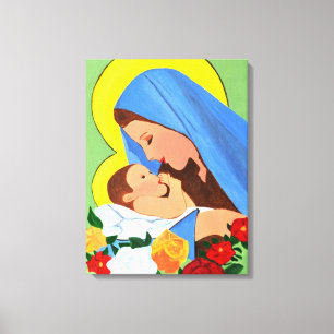 Impressão Em Tela arte em tela de Maria e o menino Jesus