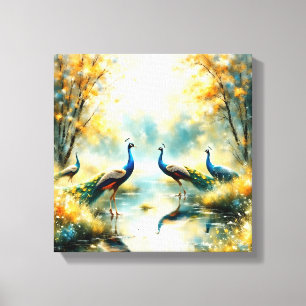 Impressão Em Tela Arte em Tela de Pavões Coloridos