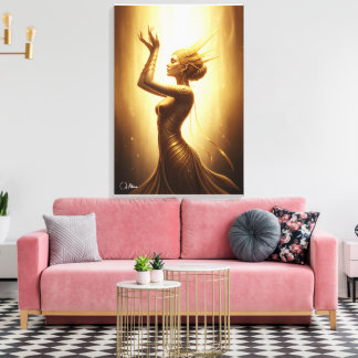 Impressão Em Tela Arte em Tela Deusa Dourada Divina
