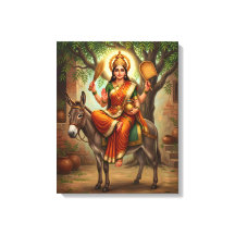 Arte em Tela Devocional Hindu Sheetla Mata