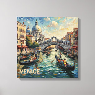 Impressão Em Tela Arte em Tela do Canal Rialto de Veneza Romântica