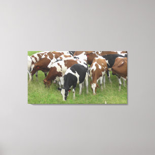 Impressão Em Tela Arte em Tela Envelopada de Vacas Leiteiras Marrons