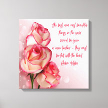 Arte em Tela Envolvida Rosas Cor-de-Rosa Helen Kel