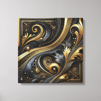 Impressão Em Tela Arte em Tela Redemoinhos e Curvas Douradas