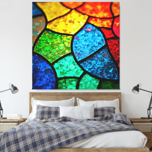 Impressão Em Tela Arte em Textura de Vidro Colorido Vibrante