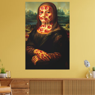 Impressão Em Tela Arte Engraçada com Tema de Pizza em Paródia
