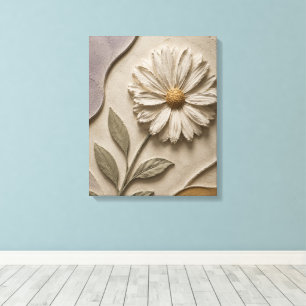 Impressão Em Tela Arte Escultural de Flor Branca 3D Minimalista El