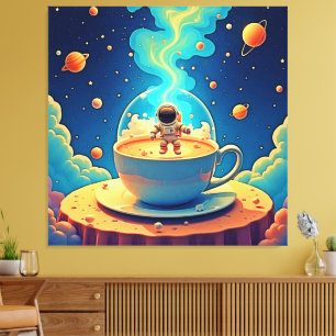 Impressão Em Tela Arte Espacial do Café do Astronauta