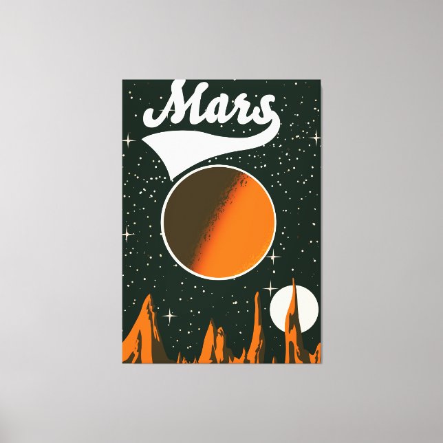Impressão Em Tela Arte espacial retrô de Marte (Frente)