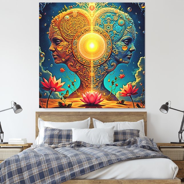 Impressão Em Tela Arte espiritual despertando (Insitu(Quarto))