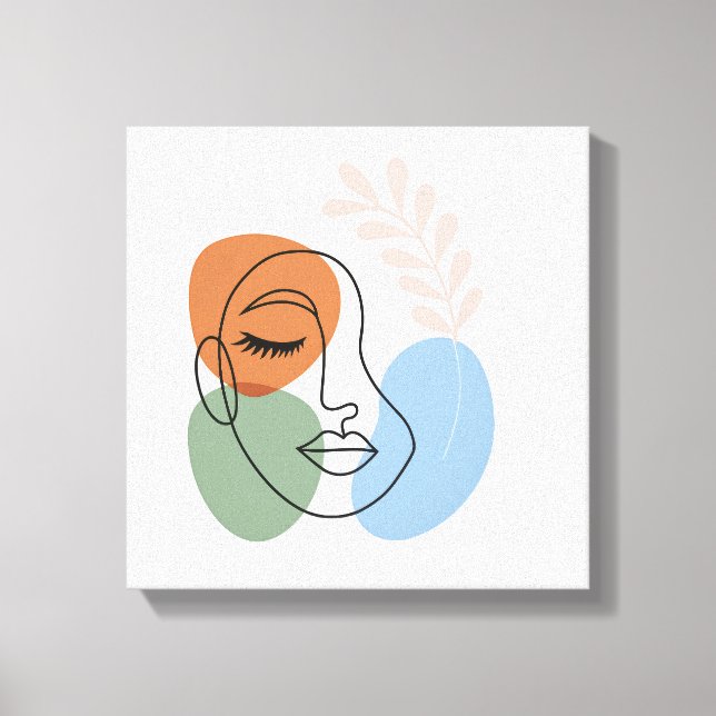 Impressão Em Tela Arte Facial Abstrata com Linhas e Acabamento Botân (Frente)