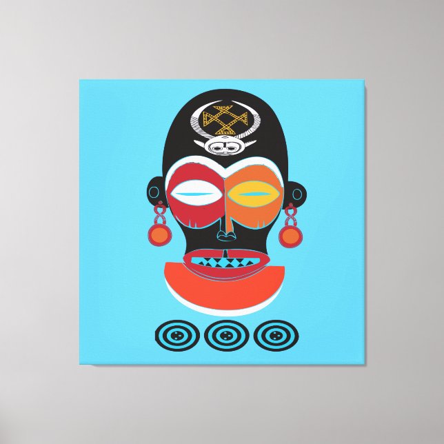 Impressão Em Tela Arte facial colorida tribal africana abstrata (Frente)
