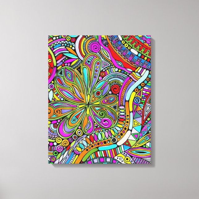 Impressão Em Tela Arte Fantástica de Esboço - Flores de Abstrato 1 (Frente)