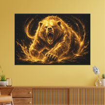 Arte Feroz Rugido de Urso Dourado