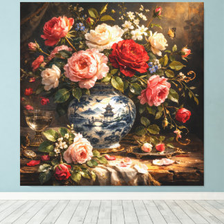 Impressão Em Tela Arte floral 003 vintage holandesa