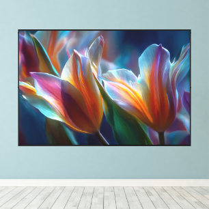 Impressão Em Tela Arte Floral Abstrata com Flores Surreais