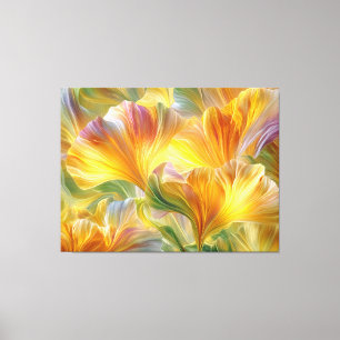 Impressão Em Tela Arte Floral Abstrata com Pétalas Amarelas