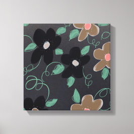 Impressão Em Tela Arte Floral com Preto