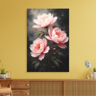 Impressão Em Tela Arte Floral de Peônia