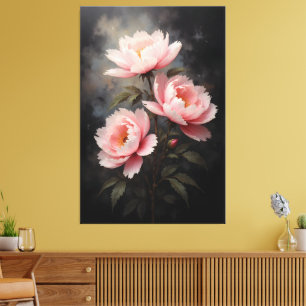 Impressão Em Tela Arte Floral de Peônia