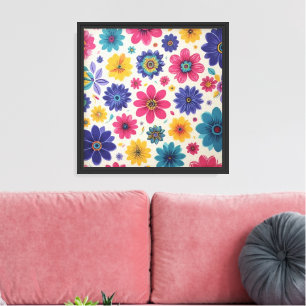 Impressão Em Tela Arte Floral Divertida para Parede