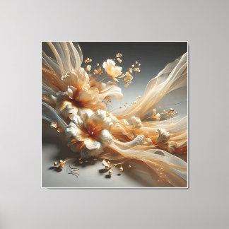 Impressão Em Tela Arte Floral Etérea de Luxo - Flor Branca Esculpida