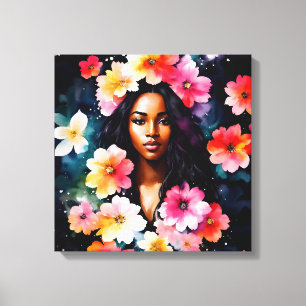 Impressão Em Tela Arte Floral Floral de Cor Preta