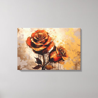 Impressão Em Tela Arte Floral Pintada à Mão em Castanho Terrestre, V