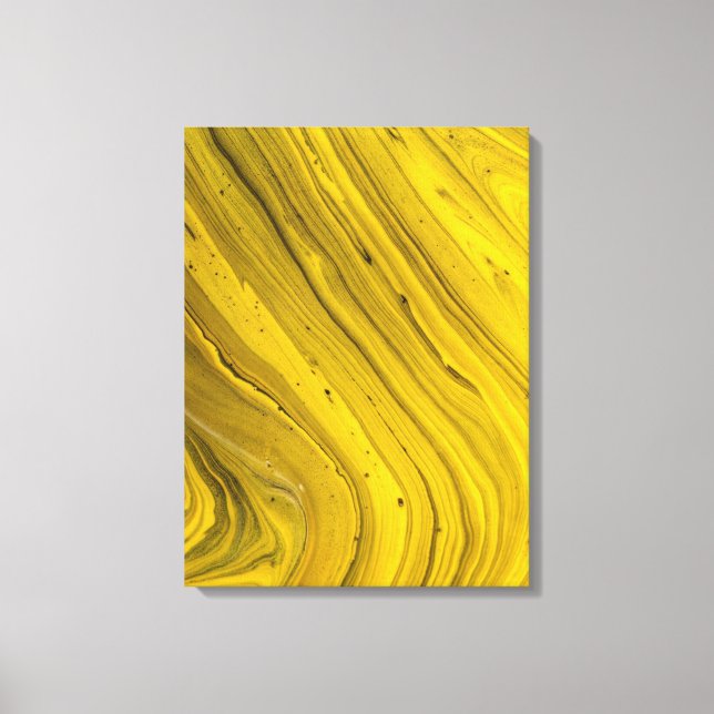Impressão Em Tela Arte Fluida Abstrato de Mármore Amarelo ouro (Frente)