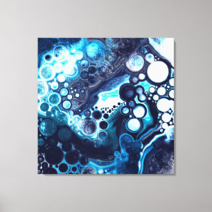 Impressão Em Tela Arte Fluida Azul e Branco