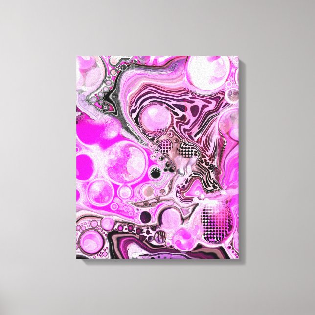 Impressão Em Tela Arte Fluida Rosa e Preta (Frente)
