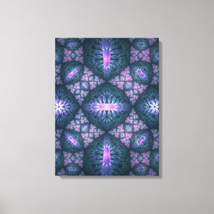 Impressão Em Tela Arte fractal 3D abstrato padrão azul roxo rosa